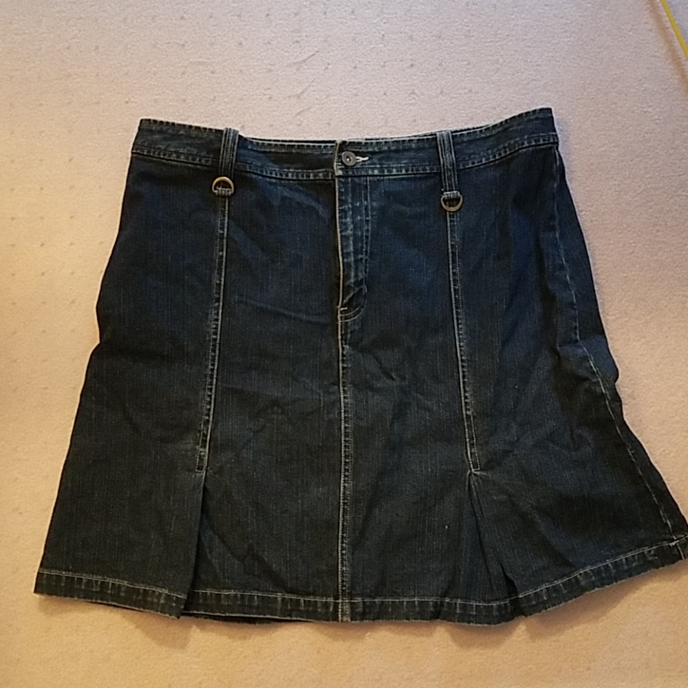 Blue Denim Jean Skirt with Kickpleats. Size 14